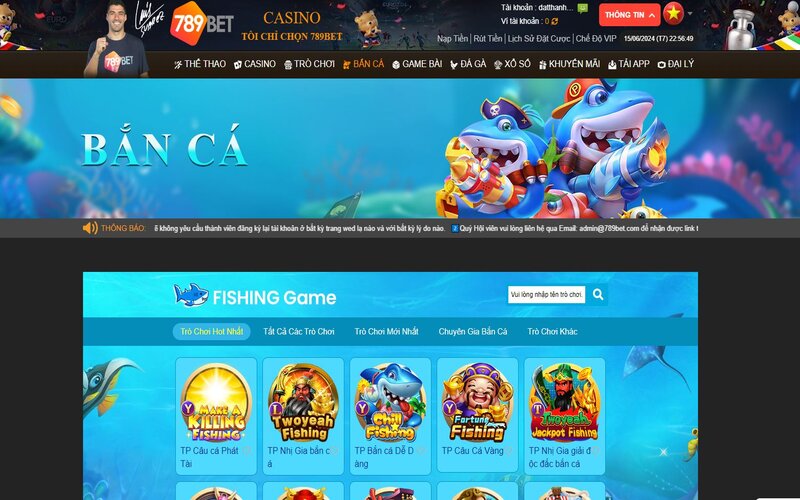 Sảnh bắn cá 789BET với đa dạng game 