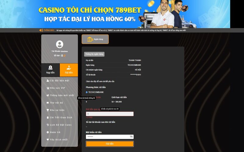 Hướng dẫn rút tiền 789BET