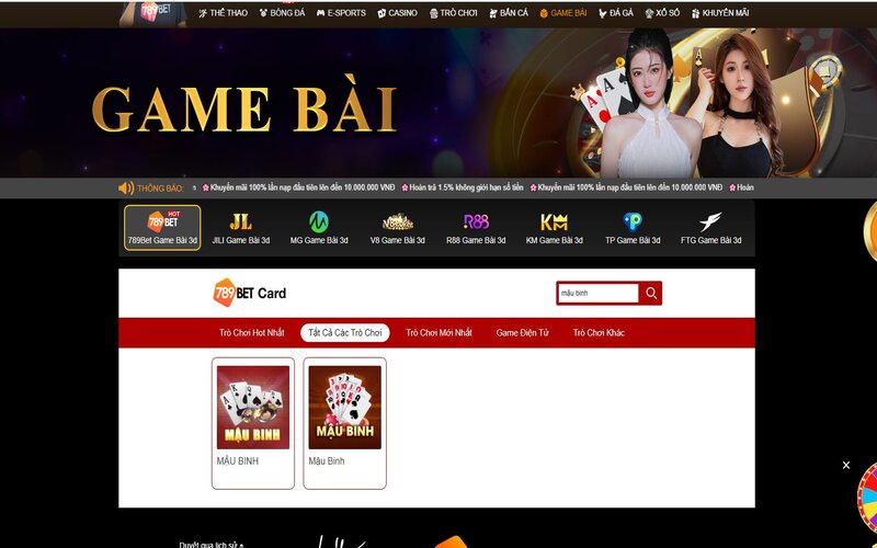 Hướng dẫn tham gia chơi game bài Mậu Binh 789BET