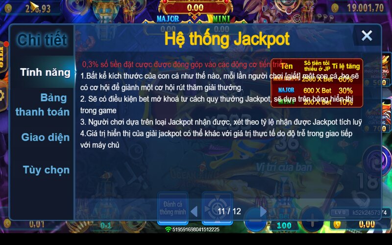 Hệ thống Jackpot của Jackpot Vua Đại Dương