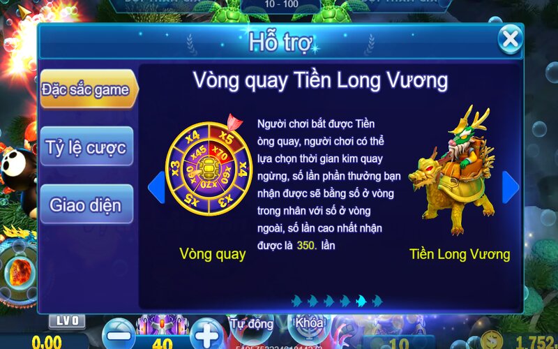 Vòng quay Tiền Long Vương với hệ số thưởng lên đến x350